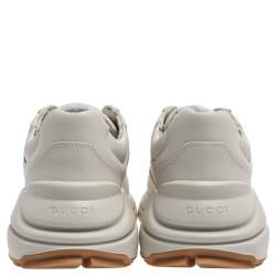 Gucci Mystic White Leather NY Yankees Rhyton Low Top Sneakers Size 41