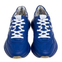 Gucci Blue Leather NY Yankees Rhyton Low Top Sneaker Size 43