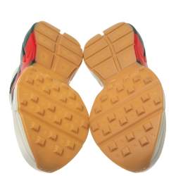 Pre Owned Gucci Cream Leather Web Rhyton Low Top Sneakers Size 41.5