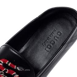 Pre Owned Gucci Black Leather Brixton Snake Loafers Size 40
