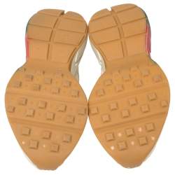 Pre Owned حذاء رياضى غوتشى منخفض من أعلى ريثون ويب جلد كريمى مقاس 43