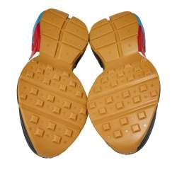 Pre Owned حذاء رياضى غوتشى منخفض من أعلى ريثون ويب جلد أسود مقاس 42 