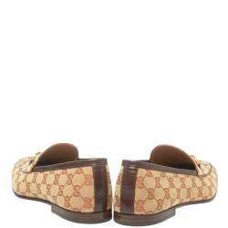 Pre Owned Gucci Beige/Brown GG Canvas Jordan Loafers Size 43.5