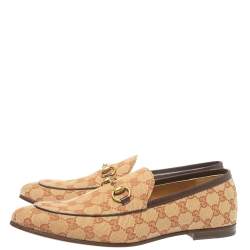 Pre Owned Gucci Beige/Brown GG Canvas Jordan Loafers Size 43.5