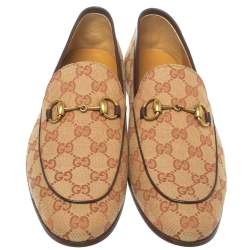 Pre Owned Gucci Beige/Brown GG Canvas Jordan Loafers Size 43.5