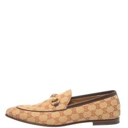 Pre Owned Gucci Beige/Brown GG Canvas Jordan Loafers Size 43.5