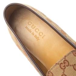Pre Owned Gucci Beige/Brown GG Canvas Jordan Loafers Size 43.5