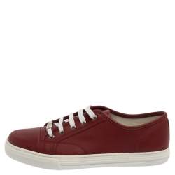 Gucci Red Leather Miro Soft Low Top Sneakers Size 43.5