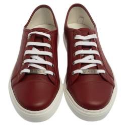 Gucci Red Leather Miro Soft Low Top Sneakers Size 43.5