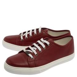 Gucci Red Leather Miro Soft Low Top Sneakers Size 43.5