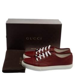 Gucci Red Leather Miro Soft Low Top Sneakers Size 43.5