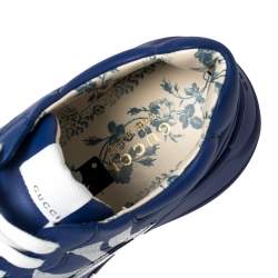 مملوكة مسبقًا حذاء رياضي غوتشي منخفض من أعلى رايثون يانكيس أن واى جلد أزرق مقاس 43