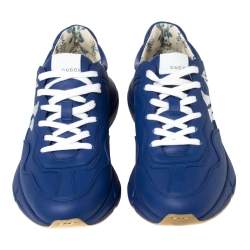 مملوكة مسبقًا حذاء رياضي غوتشي منخفض من أعلى رايثون يانكيس أن واى جلد أزرق مقاس 43