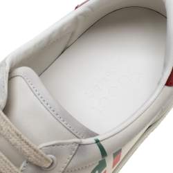 Pre Owned حذاء رياضى غوتشى منخفض من أعلى طباعة أيس شفرة جلد ممزق بيج فاتح مقاس 40.5