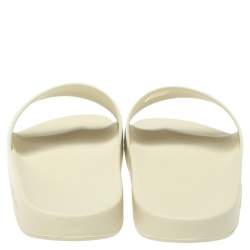 Gucci White Rubber Logo Pursuit Slide Sandals Size 41