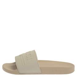 Gucci White Rubber Logo Pursuit Slide Sandals Size 44