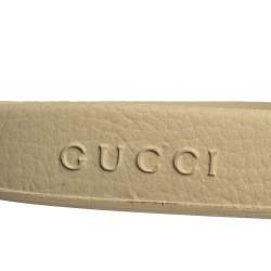 Gucci White Rubber Logo Pursuit Slide Sandals Size 44