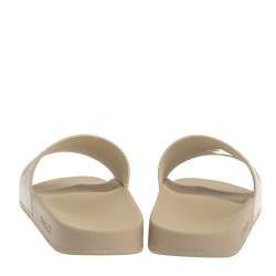 Gucci White Rubber Logo Pursuit Slide Sandals Size 44