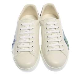 مملوكة مسبقًا حذاء رياضى غوتشى منخفض من أعلى طباعة لوفد أيس جلد أبيض مقاس 14.5 