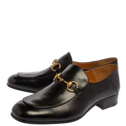 Gucci Black Leather Quentin Horsebit Foldable Slim Loafers Size 43
