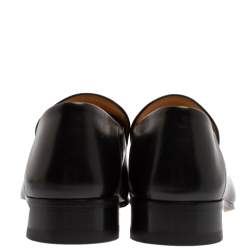 Gucci Black Leather Quentin Horsebit Foldable Slim Loafers Size 43