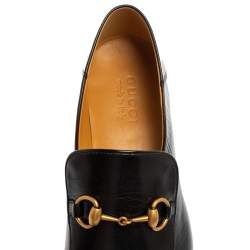 Gucci Black Leather Quentin Horsebit Foldable Slim Loafers Size 43