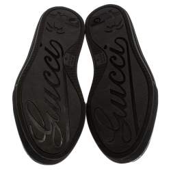 Pre Owned حذاء رياضى غوتشى أربطة منخفض من أعلى جلد وكانفاس  جى جى أسود / رمادى مقاس 39.5