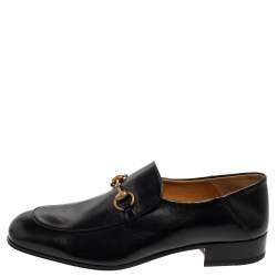 Pre Owned حذاء لوفرز غوتشي هورسبيت كنتين جلد أسود مقاس 44.5