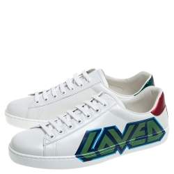 Pre Owned Gucci White Leather Ace Loved Low Top Sneakers Size 41