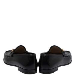 Pre Owned حذاء لوفرز غوتشي هورسبيت نحلة مزخرفة جلد أسود سليب أون مقاس 43.5