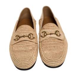 مملوكة مسبقًا حذاء لوفرز سليب أون غوتشي جوردان هورسبيت رافية بيج مقاس 41.5