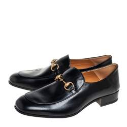 Pre Owned حذاء لوفرز غوتشى هورسبيت سليب أون جلد أسود مقاس 44.5 