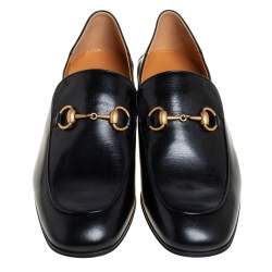 Pre Owned حذاء لوفرز غوتشى هورسبيت سليب أون جلد أسود مقاس 44.5 