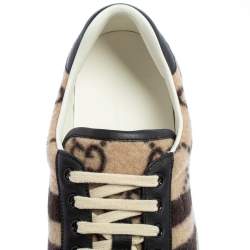 مملوكة مسبقًا Gucci Beige GG Wool And Leather Ace Low Top Sneakers Size 41.5