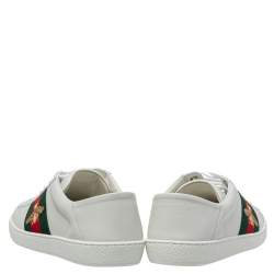 Gucci White Leather Ace Web Low Top Sneakers Size 40