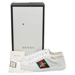 Gucci White Leather Ace Web Low Top Sneakers Size 40