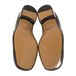 Pre Owned حذاء لوفرز غوتشي جي جي متداخل جلد أسود مقاس 43