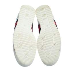Gucci White Micro Guccissima Leather Web Low Top Sneakers Size 45