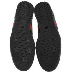 Pre Owned Gucci Black Guccissima Leather Web Detail Lace Up Sneakers Size 45