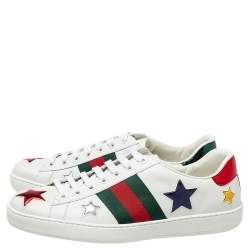 مملوكة مسبقًا Gucci White Leather And Canvas Star Ace Sneakers Size 40