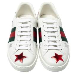 مملوكة مسبقًا Gucci White Leather And Canvas Star Ace Sneakers Size 40