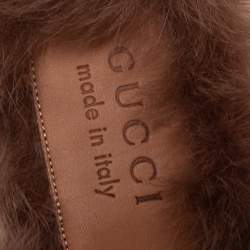 مملوكة مسبقًا حذاء سلايد غوتشي برينستون فرو وجلد أسود مطرز نمر مقاس 40