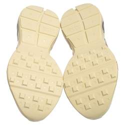 Pre Owned Gucci Ivory Leather Rhyton Mouth Print Low Top Sneakers Size 40