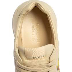 Pre Owned Gucci Ivory Leather Rhyton Vintage Logo Low Top Sneakers Size 40