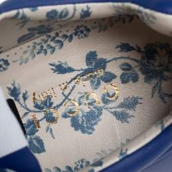 Pre Owned Gucci Blue Leather Rhyton NY Yankees Low Top Sneakers Size 41