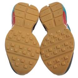 مملوكة مسبقًا Gucci Black Leather Rhyton Web Print Sneaker Size 43