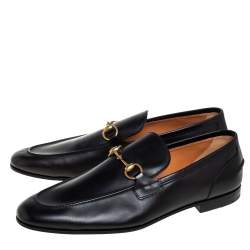 مملوكة مسبقًا Gucci Black Leather Jordaan Loafers Size 46