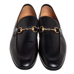 مملوكة مسبقًا Gucci Black Leather Jordaan Loafers Size 46