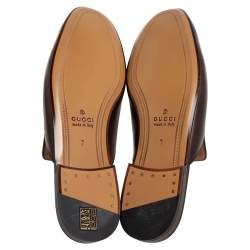 Gucci Brown Leather Princetown Horsebit Mules Size 41