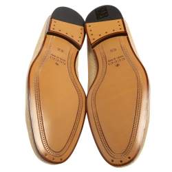 Pre Owned  Gucci Beige/Brown Canvas And Leather Web  Loafers Size 40.5